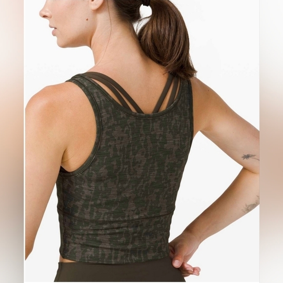 Lululemon Power Pivot Tank *Tough Heathered PU Bronze Green Dark Olive - Picture 4 of 6